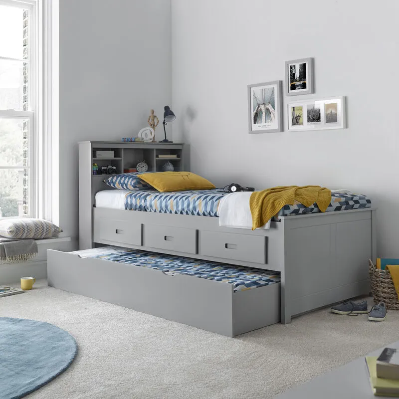 Bedmaster Venus Grey Guest Bed With Drawers And Pocket Mattress