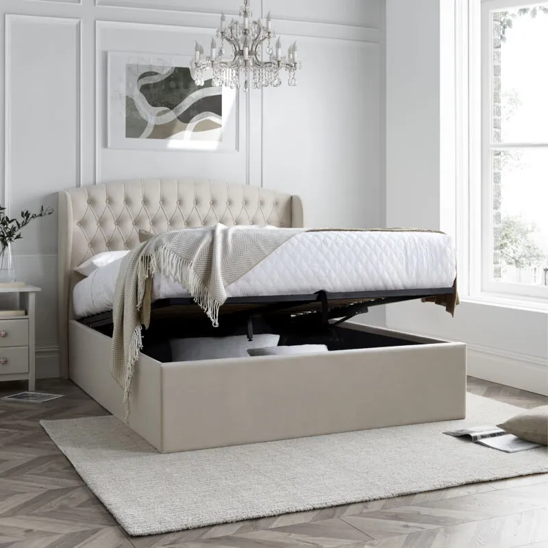 Bedmaster Warwick Velvet Ottoman Blue Double