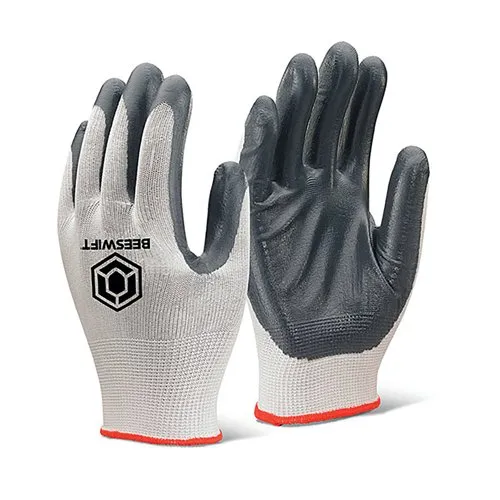 Beeswift Nitrile Palm Coated Polyester Grey Grey M (Box of 10)
