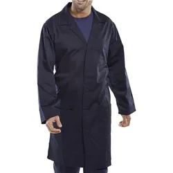 Beeswift Poly Cotton Warehouse Coat Navy Blue 44