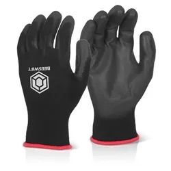 Beeswift Pu Coated Glove Black Black S (Box of 10)