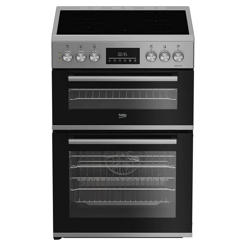 Beko EDC6731S 60cm Double Oven Electric Cooker in Silver Ceramic Hob