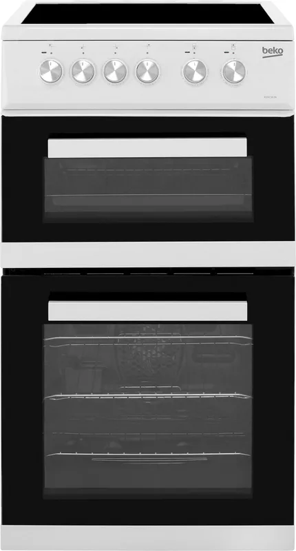 Beko KDVC563AW 50cm Wide Double Oven Electric Cooker with Ceramic Hob - White - A/A Rated, White