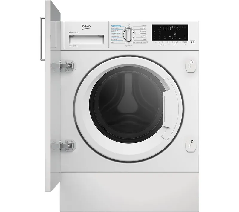 Beko RecycledTub WDIK754411 Integrated Bluetooth 7 kg Washer Dryer, White
