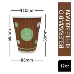 Belgravia 12oz Biodegradable Ripple Cups 25's - Pack (20)