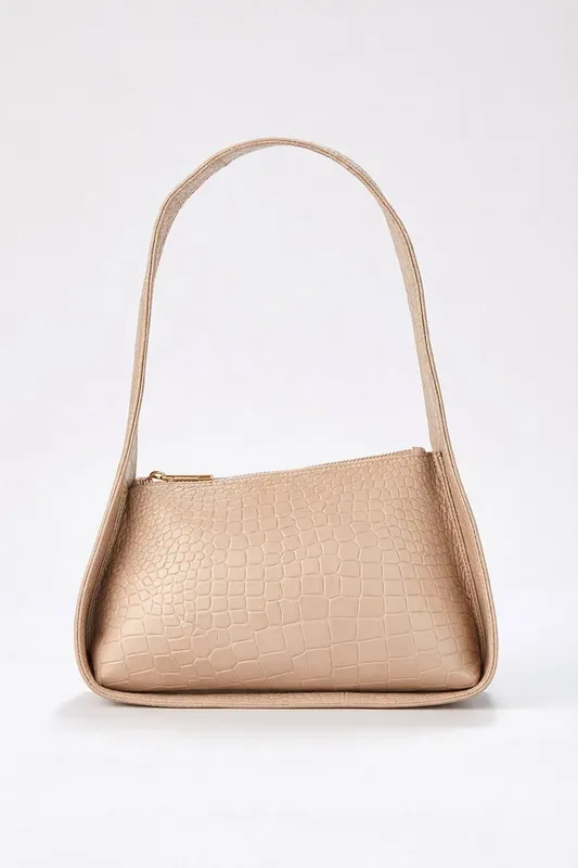 Belissh Women's Asymmetric Croc Shoulder Bag in Beige Beige female