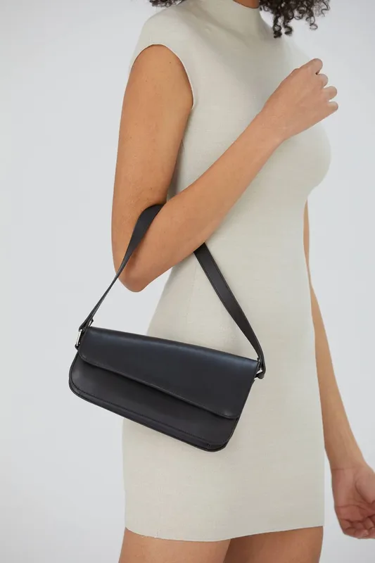 Belissh Women's Asymmetric Pu Leather Shoulder Bag in Black Black