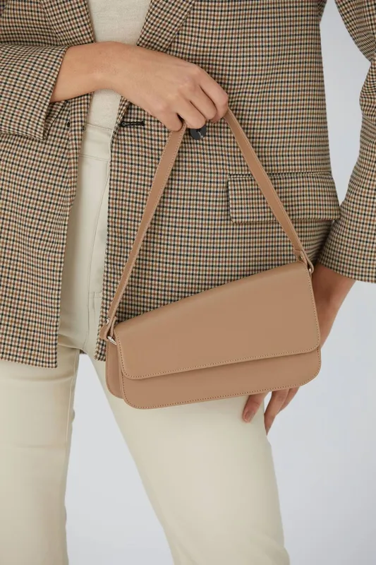 Belissh Women's Asymmetric Pu Leather Shoulder Bag in Nude - Nude