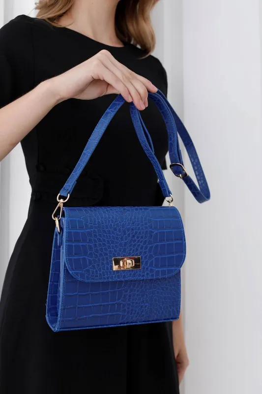 Belissh Women's Croc Pu Leather Crossbody Bag in Blue - Blue - Size: One Size