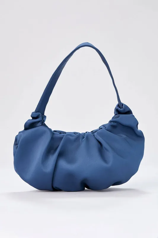 Belissh Women's Pleated Satin Shoulder Bag in Blue - Blue