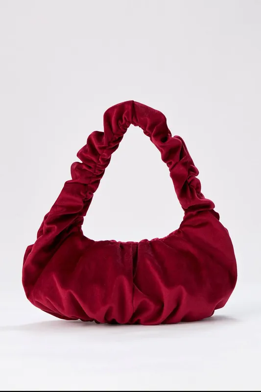 Belissh Women's Pleated Shoulder Bag in Burgundy Burgundy female