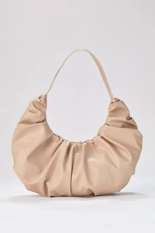 Belissh Women's Pu Leather Pleated Shoulder Bag in Nude Nude female