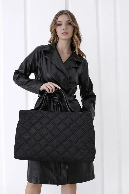 Belissh Women's Quilted Weekend Bag in Black - Black