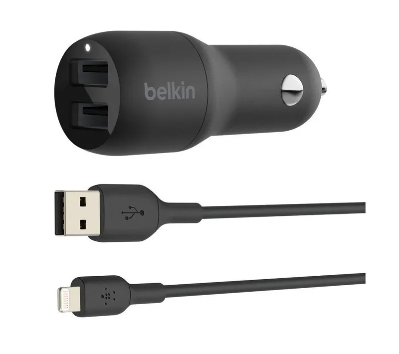 Belkin Dual 24 W USB Car Charger, Black