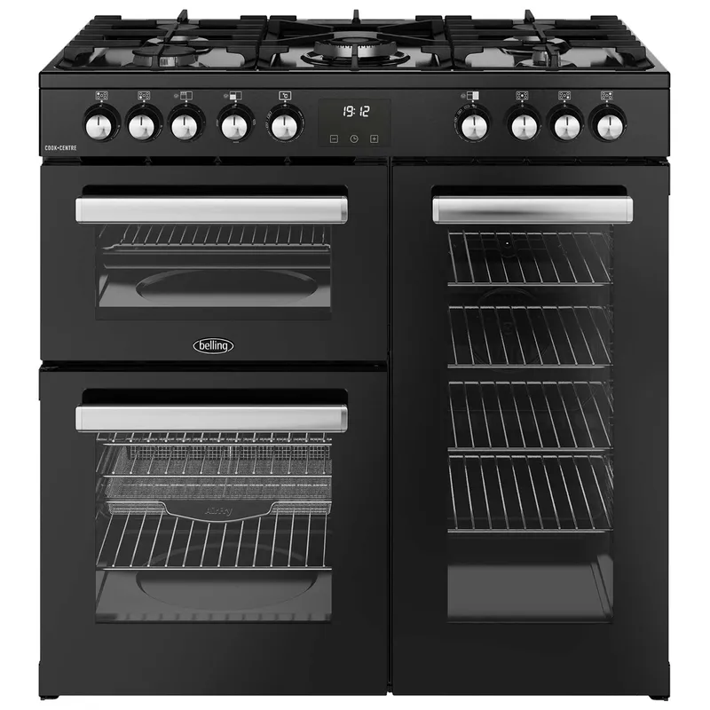 Belling 444411793 90cm Wide Cookcentre Dual Fuel Range Cooker in Black