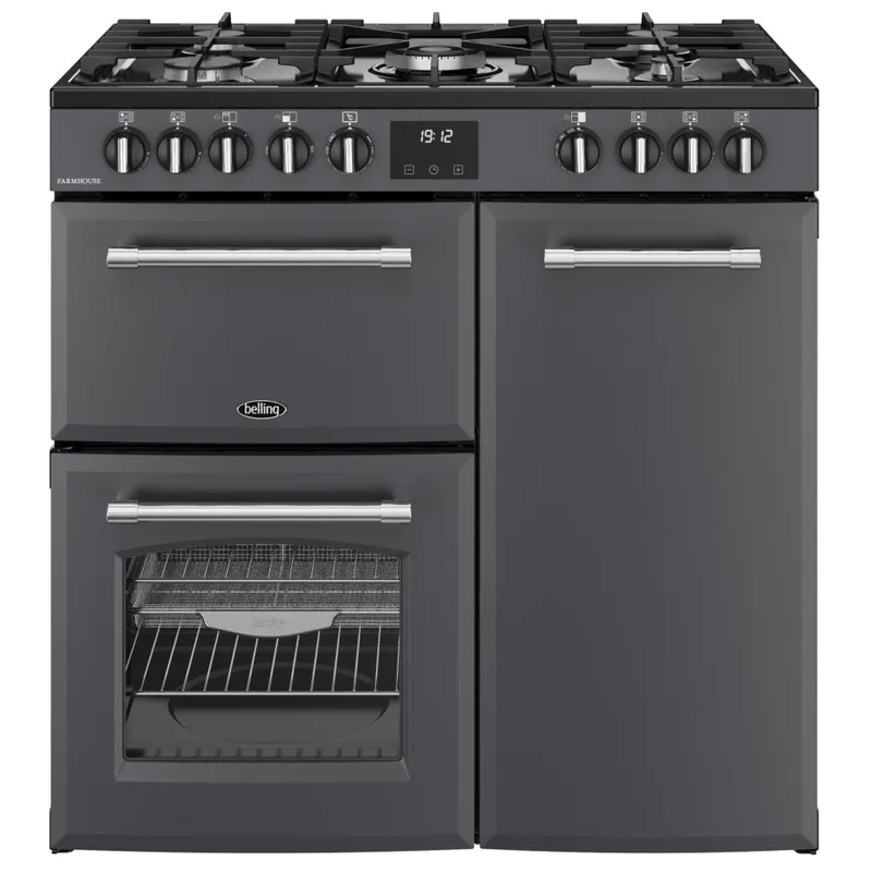Belling 444411819 90cm Wide Farmhouse Dual Fuel Range Cooker in Anthra