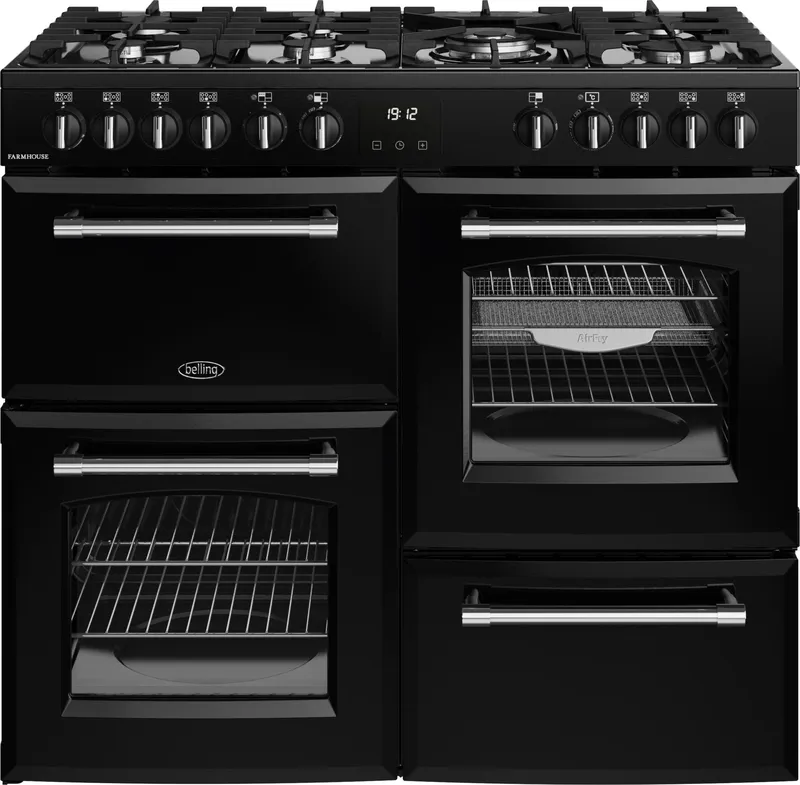 Belling 444411829 100cm Wide Farmhouse Dual Fuel Range Cooker in Black