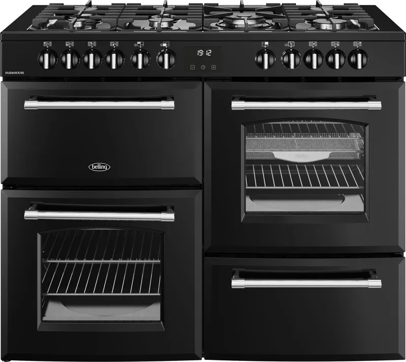 Belling Bel Rca Farmhouse 110DF Blk 11838 110cm Dual Fuel Range Cooker - Black