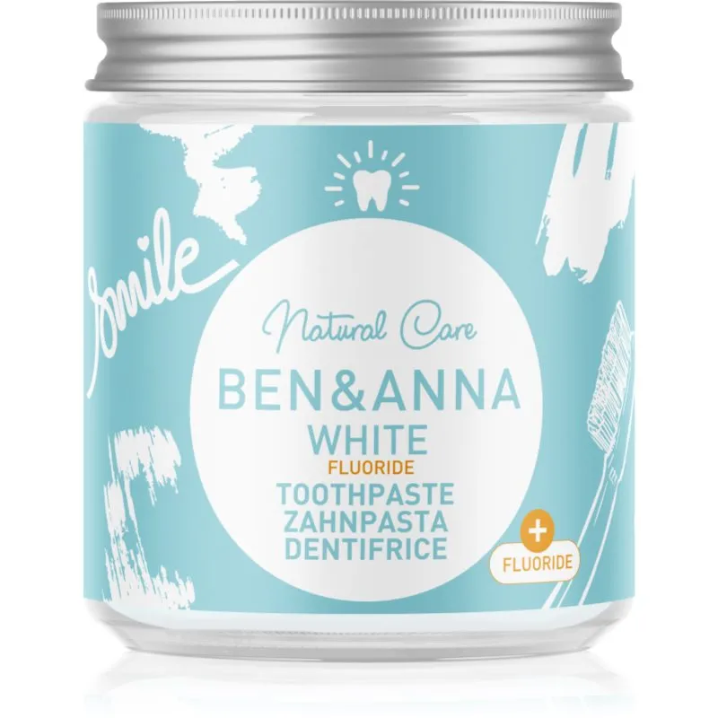 Ben&Anna Natural Toothpaste White Fluoride toothpaste in a glass container with fluoride 100 ml