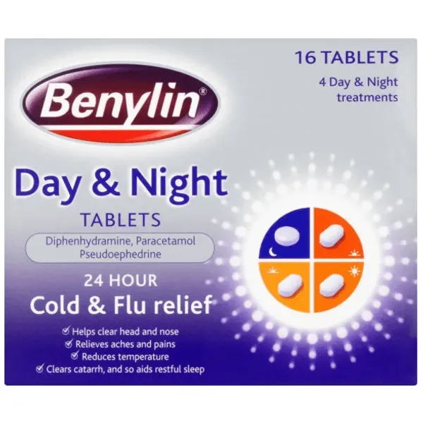 Benylin 24 Hour Cold & Flu Day & Night Tablets Pack of 16