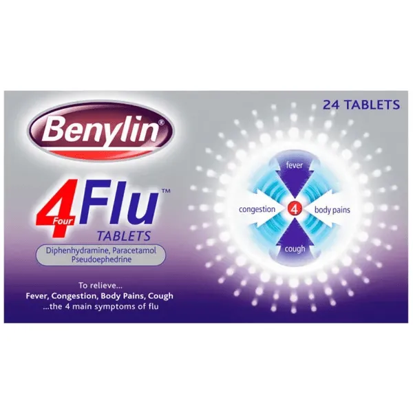 Benylin 4 Flu Tablets Pack of 24
