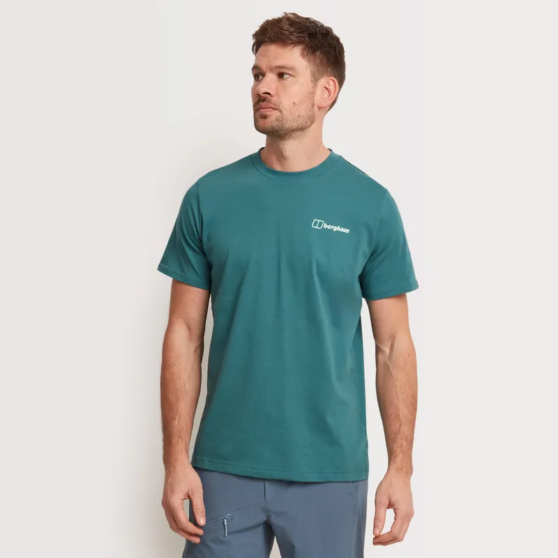 Berghaus Men's Geo-Mountaintry Essential Tee, Mid Blue L