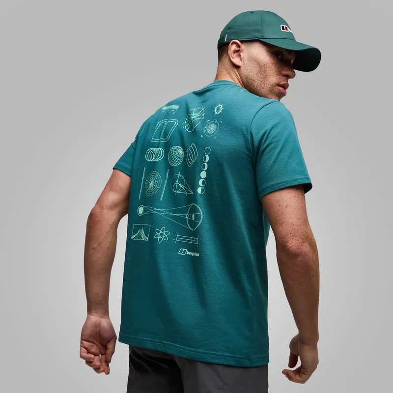 Berghaus Men's Geo-Mountaintry Essential Tee Mid Blue