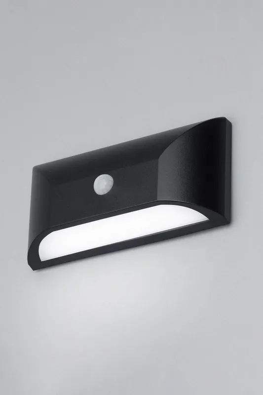 Bhs Lighting Cava Outdoor Wall Light with Sensor in Black Black