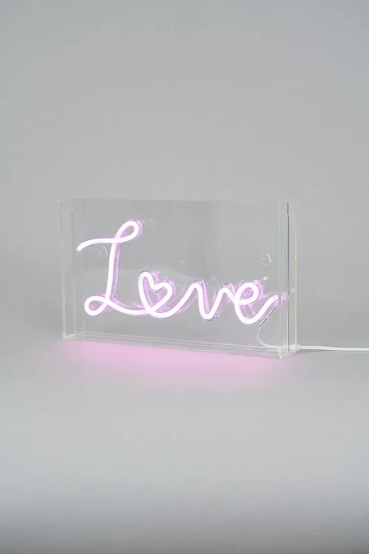 Bhs Lighting Glow Love Neon Light Box Table Lamp in Pink Pink
