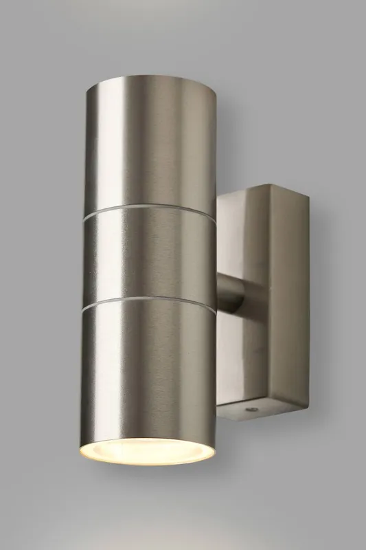 Bhs Lighting Jared Steel Outdoor Up & Down Wall Light in Silver Silver