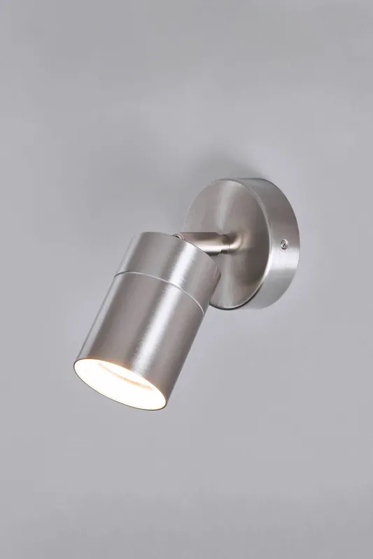Bhs Lighting Jared Steel Outdoor Wall Light in Metallic Silver - Metallic Silver