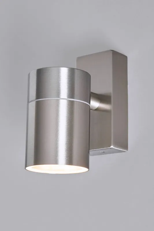 Bhs Lighting Jared Steel Outdoor Wall Light in Silver - Silver - Size: One Size