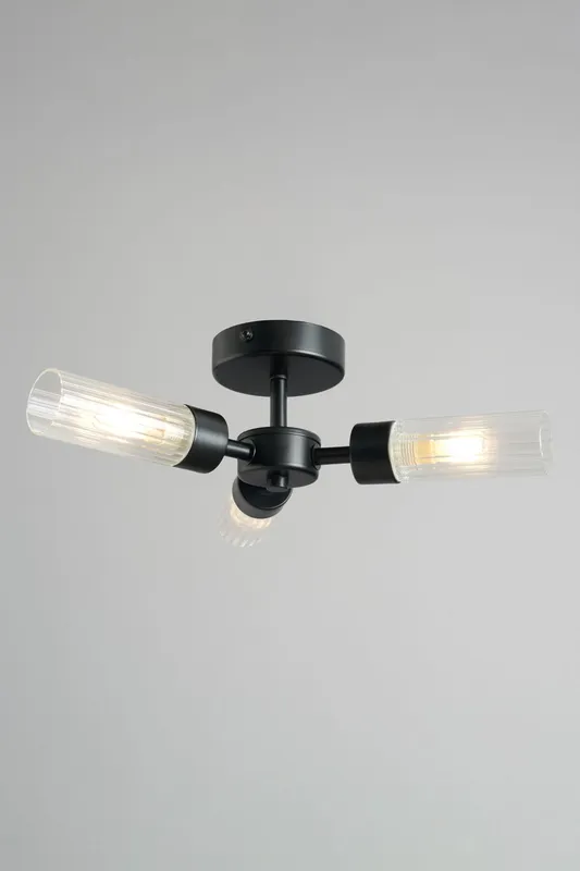 Bhs Lighting Kier Black Flush Bathroom Ceiling Light Black