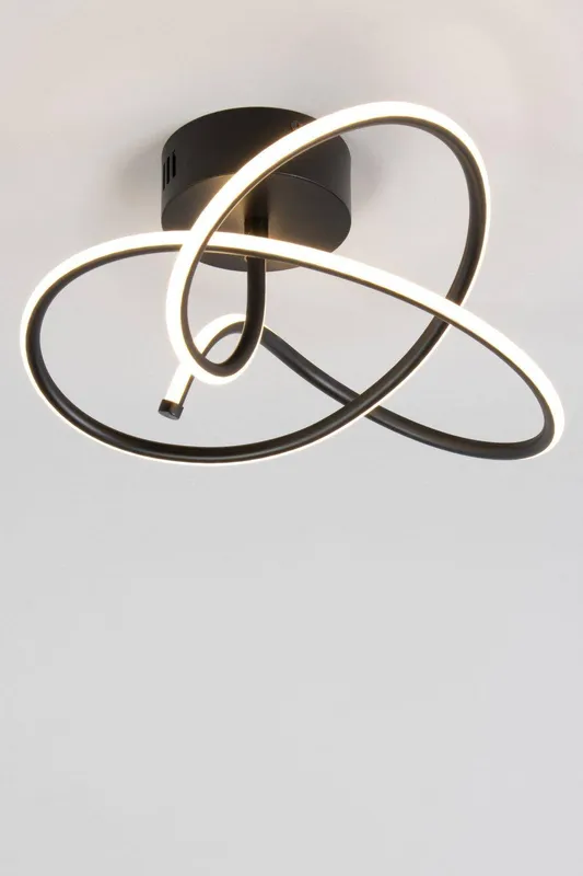 Litecraft Glow Whirly Ceiling Light LED Semi Flush Mount - Matte Black