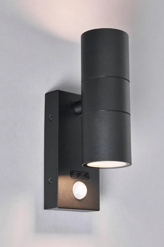Bhs Lighting Jared Black Outdoor Wall Light with Sensor Black
