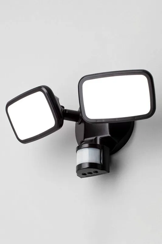 Bhs Lighting Twin Wilson Outdoor Flood Light with Sensor in Black Black