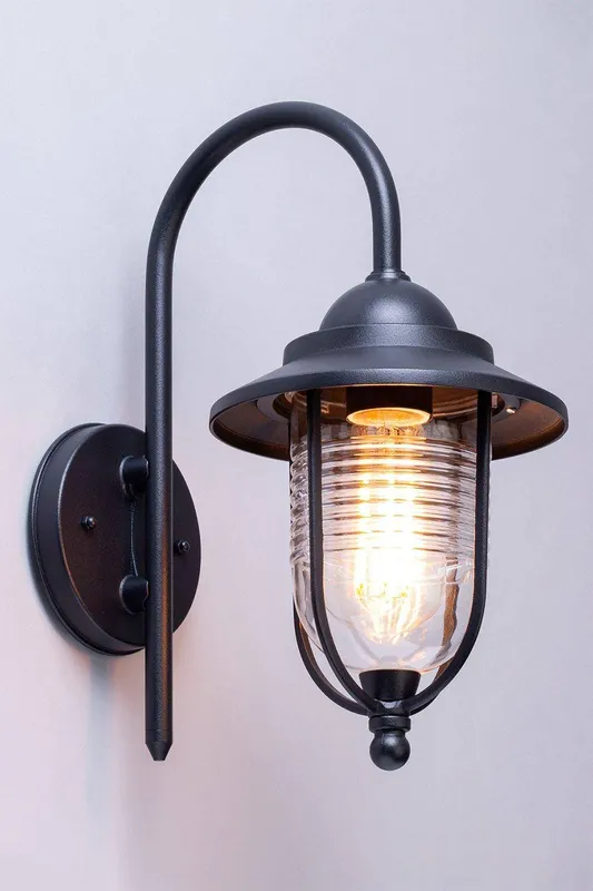 Bhs Lighting Walker Outdoor Wall Light in Black Black