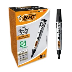 Bic 2300 Permanent Marker Chisel Tip Black (12 Pack)