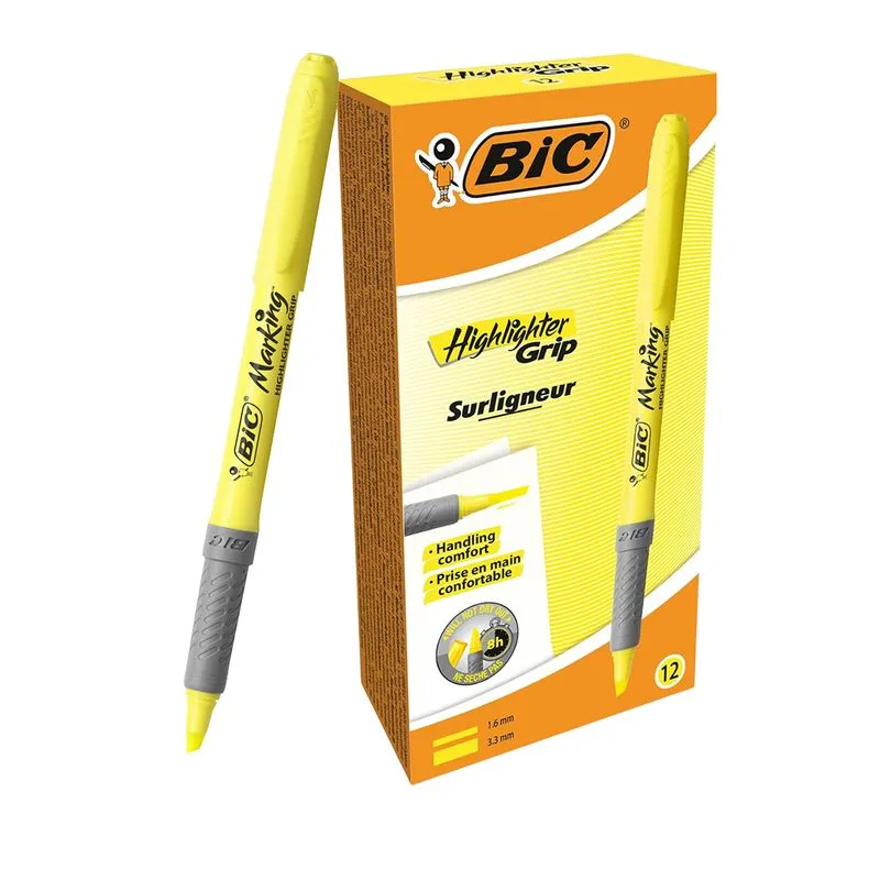 Bic Briteliner Grip Highlighter Pen Chisel Tip 1.6-3.4mm - 811935