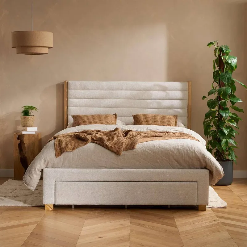 Birlea Arabella Grey Velvet Fabric & Wooden Drawer Storage Bed Frame King in Pale Grey - Pale Grey