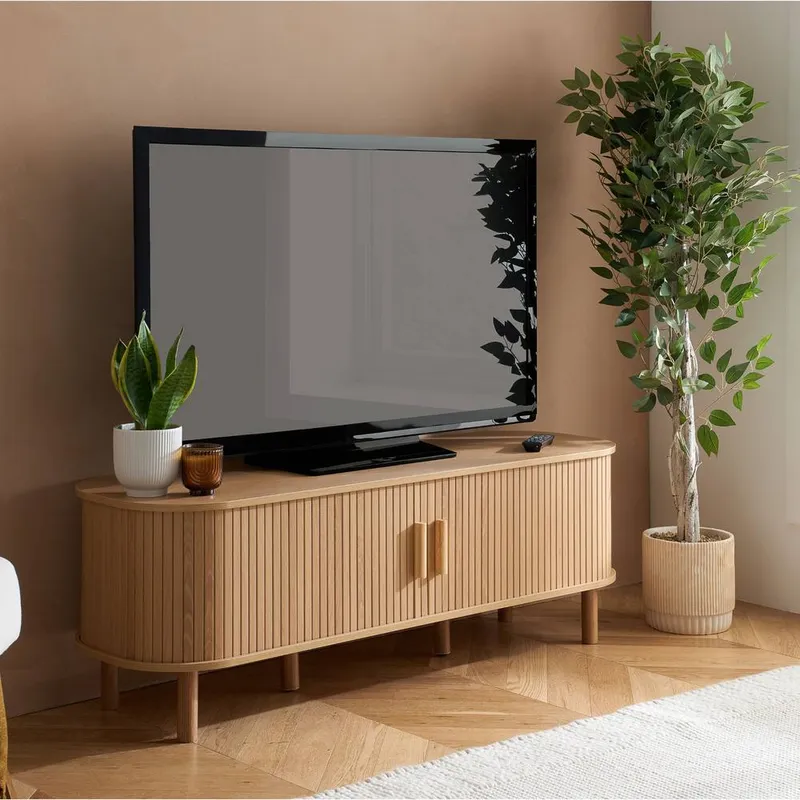Birlea Axel Fluted Small TV Unit in Beige - Beige
