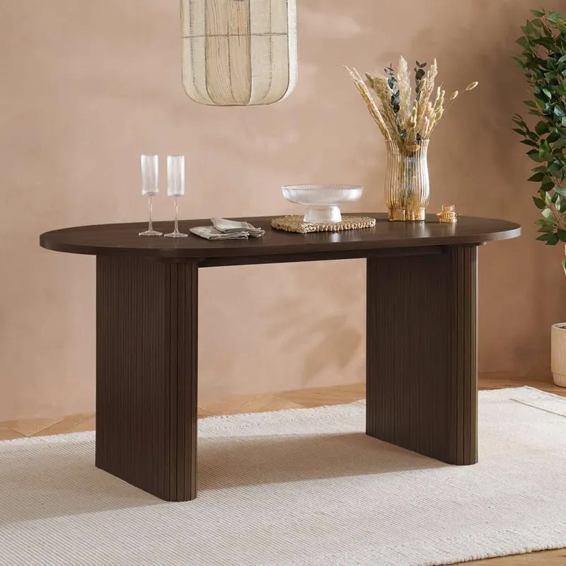 Birlea Axel Oval Fluted Dining Table in Brown - Brown
