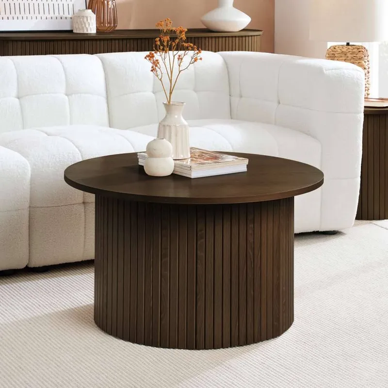 Birlea Unisex Axel Round Fluted Coffee Table in Brown Brown female
