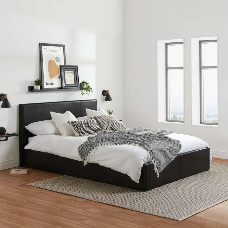 Birlea Unisex Berlin Black Ottoman Bed Faux Leather Size: Double Black Double female