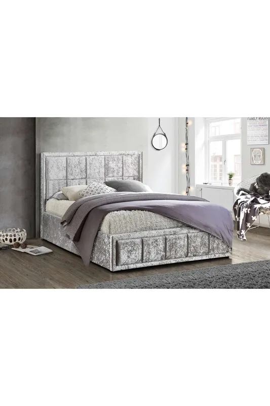 Birlea Fabric Ottoman Bed Frame Storage Hannover Gas Lift in Metallic Silver Size: Double Metallic Silver Double