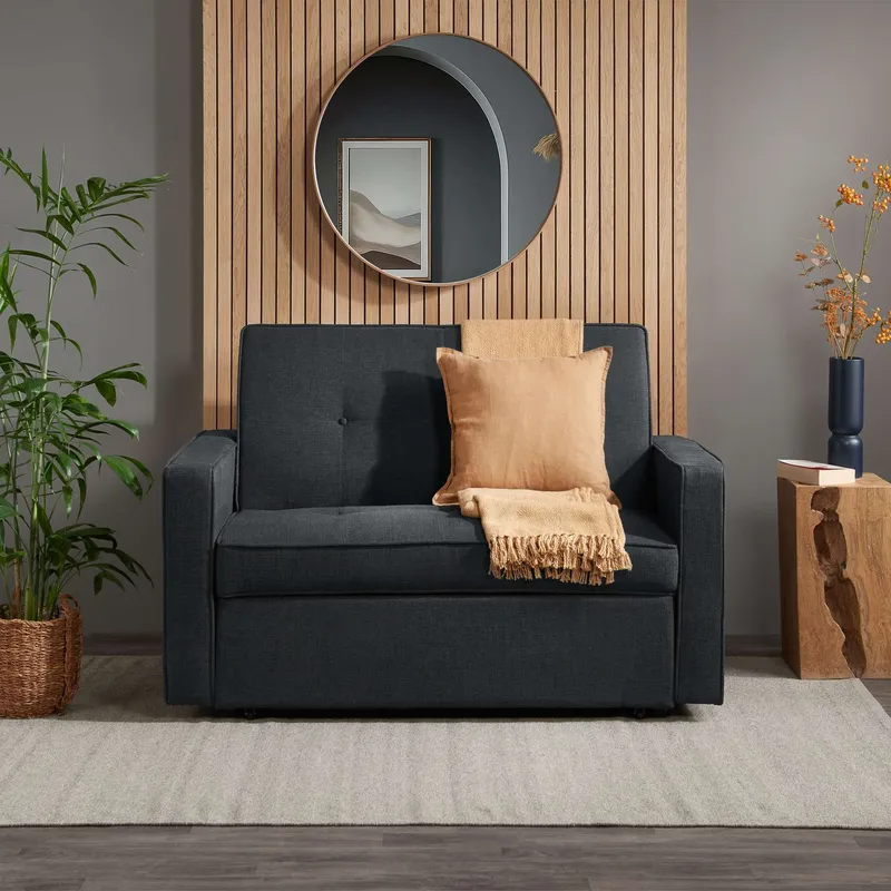Birlea Fabric Sofa Bed Otto 2 Seater Settee Contemporary in Grey - Grey - Size: One Size