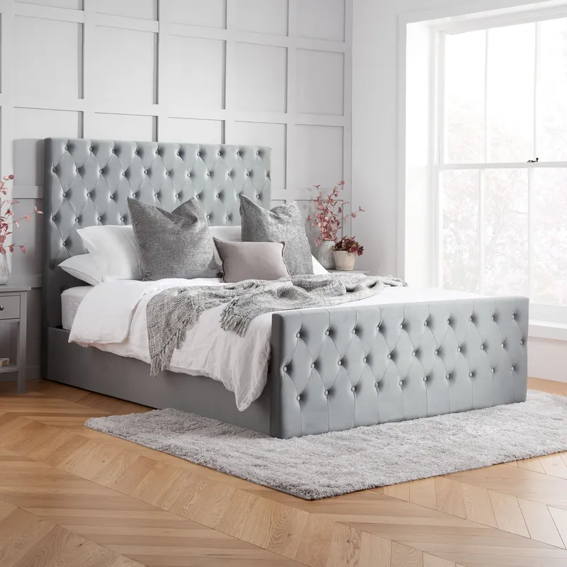 Birlea Grey Fabric Ottoman Bed Frame Storage Marquis Velvet Size: King Grey King