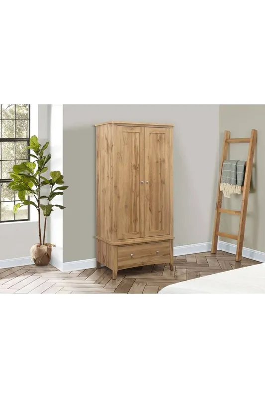 Birlea Hampstead 2 Door 1 Drawer Wardrobe Oak in Light Oak - Light Oak
