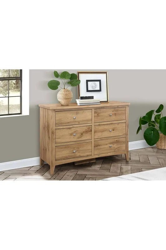 Birlea Hampstead 6 Drawer Chest Oak in Light Oak - Light Oak - Size: One Size