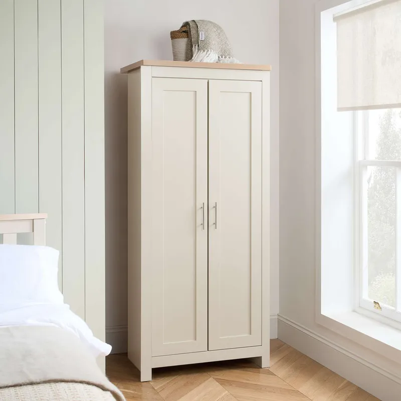 Birlea Unisex Highgate 2 Door Wardrobe Navy Blue & Oak in Cream Cream female